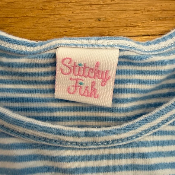 Striped Blue & Pink Ruffle Two-Piece Set by Stitched Bebe - Picture 3 of 4